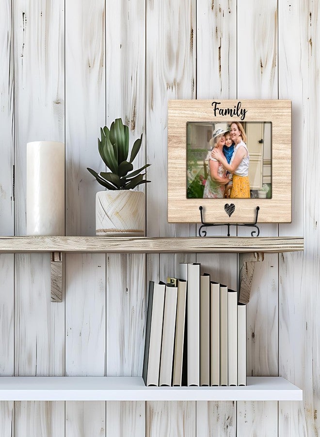 LWBEO Family Wooden Picture Frame, Housewarming Gift for Parents & Grandparents - 4x6 Inch Horizontal Frame with Stand - Image 4